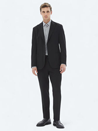 Siyah Desenli Modern Fit Takım Elbise