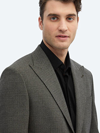 Vizon Desenli Modern Fit Ceket