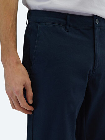 Lacivert Düz Dokuma Regular Fit Casual Pamuk Karışımlı Pantolon