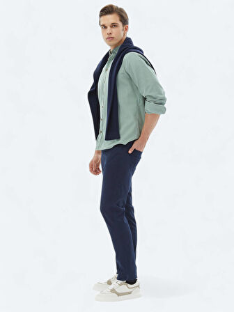 Mint Fitilli Regular Fit Dokuma Kadife Casual %100 Pamuk Gömlek