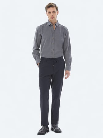 Gri Fitilli Regular Fit Dokuma Kadife Casual %100 Pamuk Gömlek