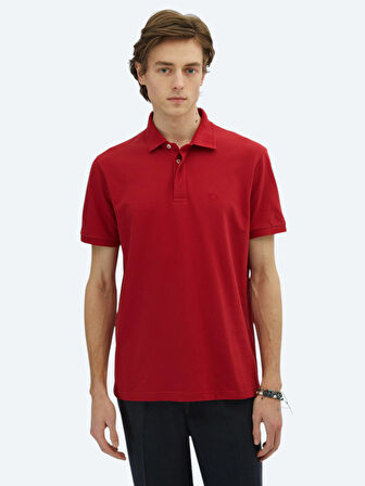 Kırmızı Düz Polo Yaka %100 Pamuk T-Shirt
