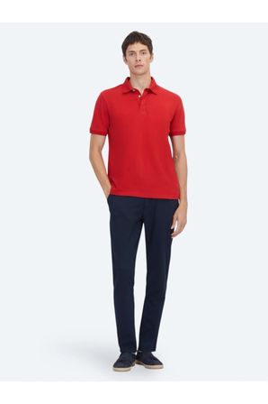 Kırmızı Düz Polo Yaka %100 Pamuk T-Shirt