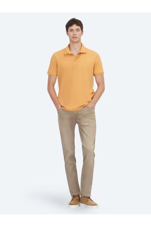 Safran Düz Polo Yaka %100 Pamuk T-Shirt