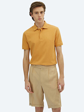 Safran Düz Polo Yaka %100 Pamuk T-Shirt