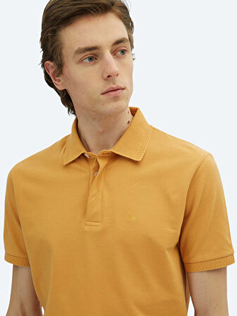 Safran Düz Polo Yaka %100 Pamuk T-Shirt