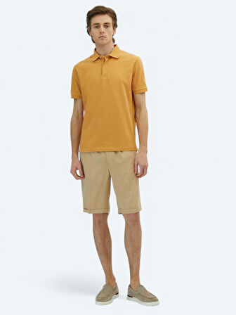 Safran Düz Polo Yaka %100 Pamuk T-Shirt