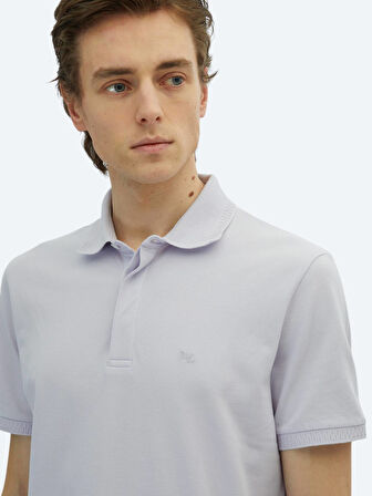 Lila Düz Polo Yaka %100 Pamuk T-Shirt