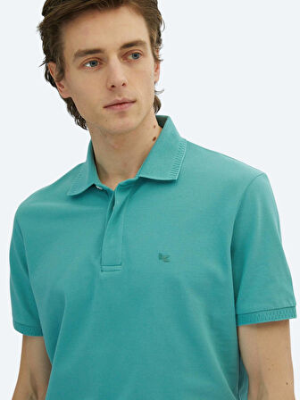 Nil Yeşili Düz Polo Yaka %100 Pamuk T-Shirt