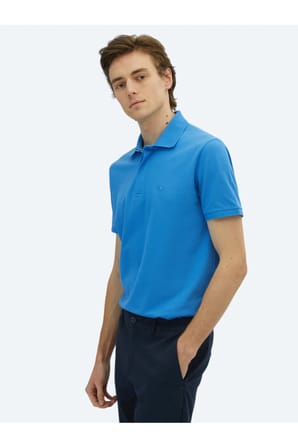 Saks Düz Polo Yaka %100 Pamuk T-Shirt