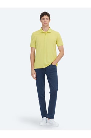 Limon Küfü Düz Polo Yaka %100 Pamuk T-Shirt