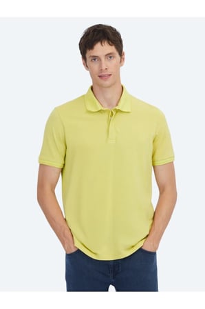 Limon Küfü Düz Polo Yaka %100 Pamuk T-Shirt