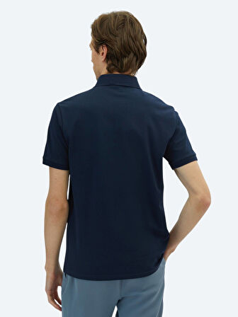 Lacivert Düz Polo Yaka %100 Pamuk T-Shirt