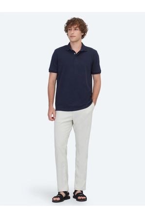 Lacivert Düz Polo Yaka %100 Pamuk T-Shirt