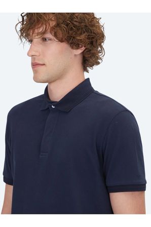 Lacivert Düz Polo Yaka %100 Pamuk T-Shirt