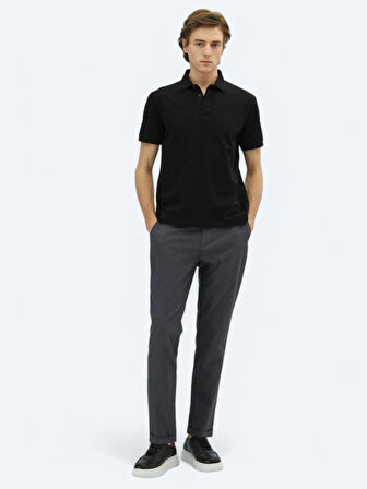 Siyah Düz Polo Yaka %100 Pamuk T-Shirt