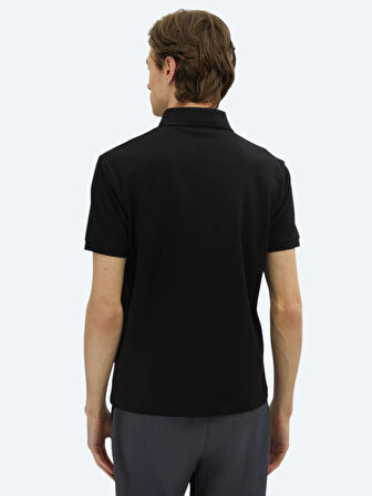 Siyah Düz Polo Yaka %100 Pamuk T-Shirt