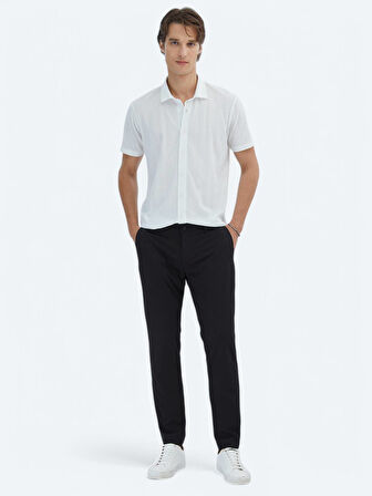 Siyah Dokuma Slim Fit Casual Pantolon