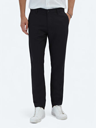 Siyah Dokuma Slim Fit Casual Pantolon