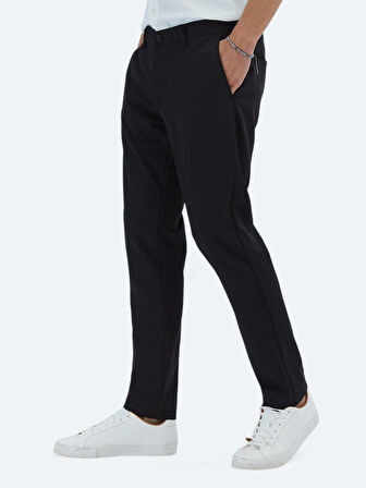 Siyah Dokuma Slim Fit Casual Pantolon