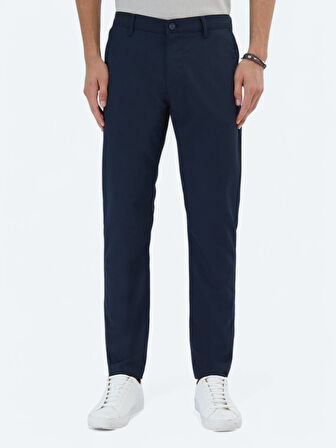 Lacivert Dokuma Slim Fit Casual Pantolon