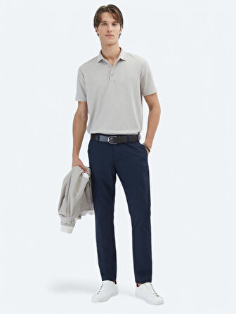 Lacivert Dokuma Slim Fit Casual Pantolon