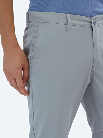 Gri Dokuma Slim Fit Casual Pantolon
