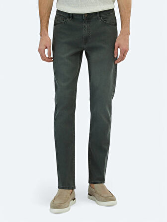 Koyu Yeşil Slim Fit Denim Pamuk Karışımlı Pantolon
