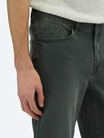 Koyu Yeşil Slim Fit Denim Pamuk Karışımlı Pantolon