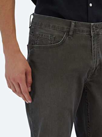 Kahverengi Slim Fit Denim Pamuk Karışımlı Pantolon