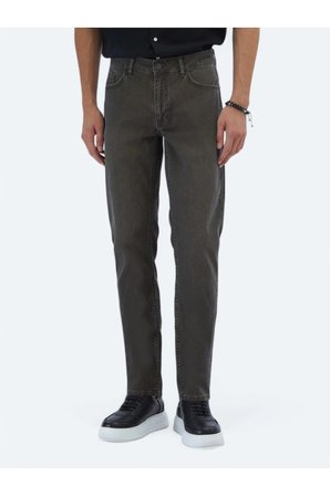 Kahverengi Slim Fit Denim Pamuk Karışımlı Pantolon