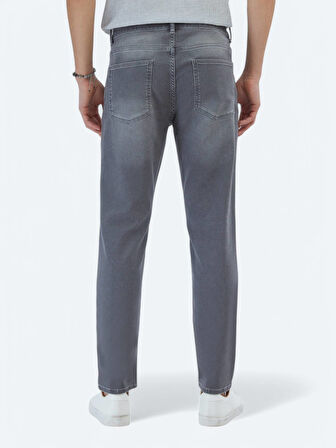 Gri Slim Fit Denim Pamuk Karışımlı Pantolon