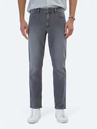 Gri Slim Fit Denim Pamuk Karışımlı Pantolon