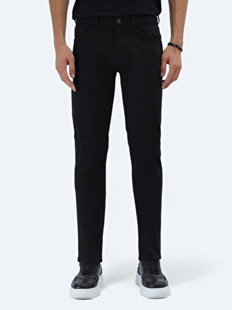 Siyah Slim Fit Denim Pamuk Karışımlı Pantolon