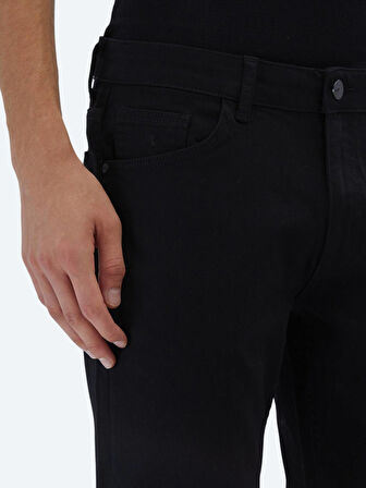 Siyah Slim Fit Denim Pamuk Karışımlı Pantolon