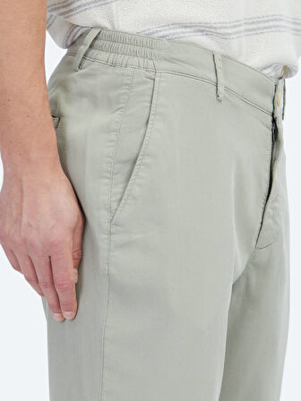 Açık Haki Dokuma Jogging Fit Casual Pamuk Karışımlı Pantolon