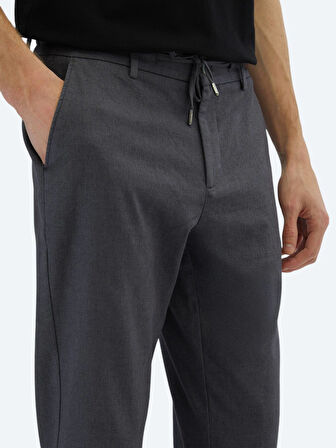 Koyu Gri Düz Dokuma Jogging Fit Casual Pamuk Karışımlı Pantolon