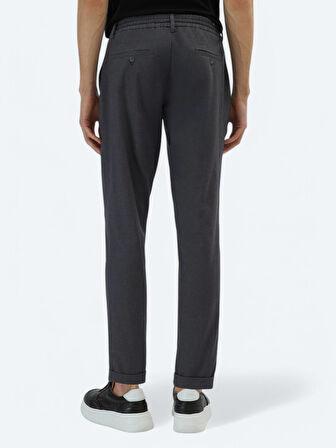 Koyu Gri Düz Dokuma Jogging Fit Casual Pamuk Karışımlı Pantolon