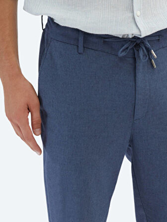 Lacivert Düz Dokuma Jogging Fit Casual Pamuk Karışımlı Pantolon