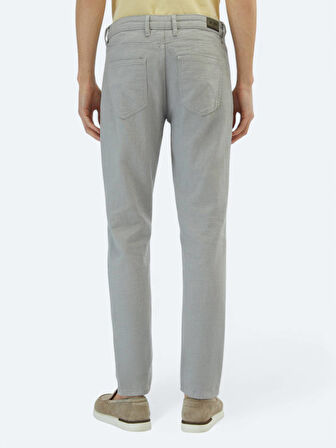 Gri Dokuma Regular Fit Casual Pamuk Karışımlı Pantolon