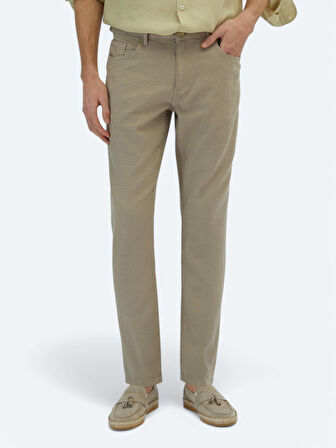 Vizon Dokuma Regular Fit Casual Pamuk Karışımlı Pantolon