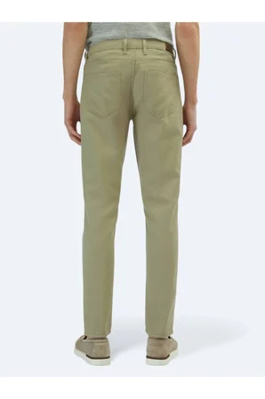 Açık Yeşil Düz Dokuma Regular Fit Casual Pamuk Karışımlı Pantolon
