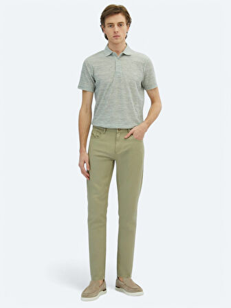 Açık Yeşil Düz Dokuma Regular Fit Casual Pamuk Karışımlı Pantolon