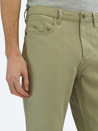 Açık Yeşil Düz Dokuma Regular Fit Casual Pamuk Karışımlı Pantolon