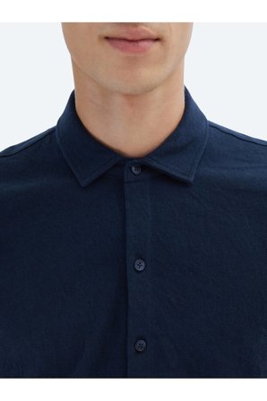 Lacivert Düz Regular Fit Casual Pamuk Karışımlı Gömlek