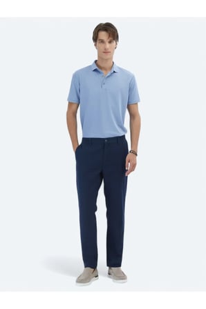 Mavi Jakarlı Polo Yaka T-Shirt