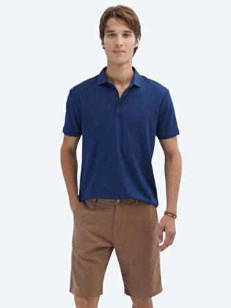 İndigo Jakarlı Polo Yaka T-Shirt