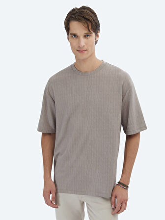 Vizon Desenli Bisiklet Yaka T-Shirt
