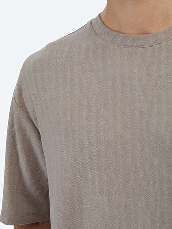 Vizon Desenli Bisiklet Yaka T-Shirt