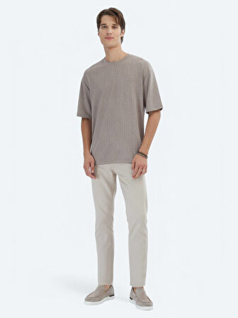 Vizon Desenli Bisiklet Yaka T-Shirt